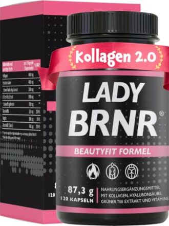 LADY BRNR - BeautyFit Stoffwechsel Formel mit Vitamin B6, Bindegewebe mit Kupfer, Kollagen, Hyaluron hochdosiert, Biotin, 120 Kapseln  