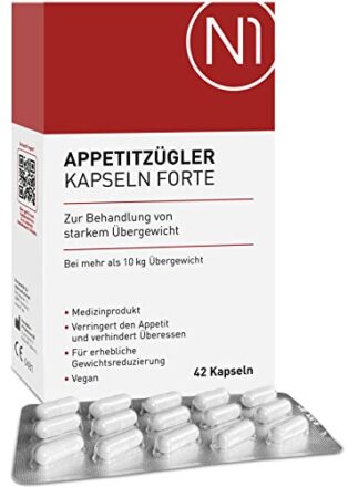 N1 ABNEHMEN schnell - 42 Kapseln - Appetitzügler - Medizinprodukt zur Behandlung von starkem Übergewicht - Abnehmen Tabletten schnell, Fettverbrenner  
